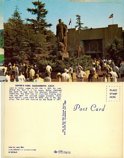 Sutter's Fort Entrance with Statue and Crowd