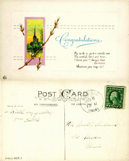 Congratulatory Card with Pussy Willows