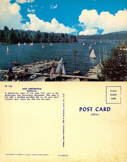 Lake Arrowhead with Sailboats and Marina