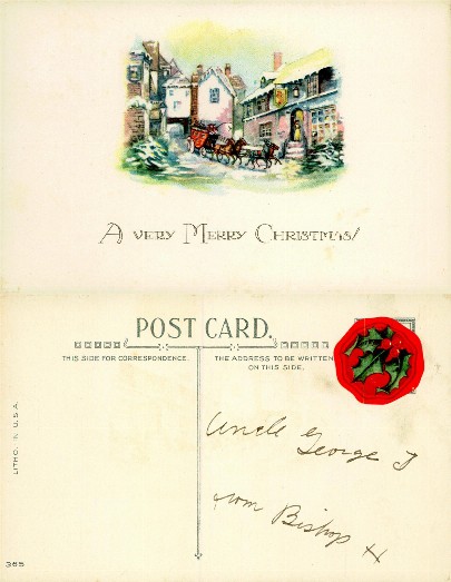 Snowy Village Street with Horse Sleigh