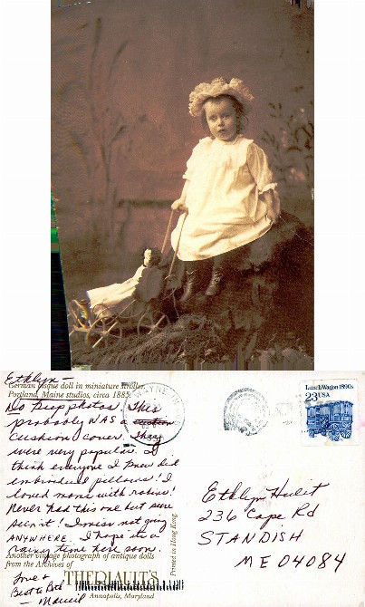 Child with Doll in Miniature Stroller