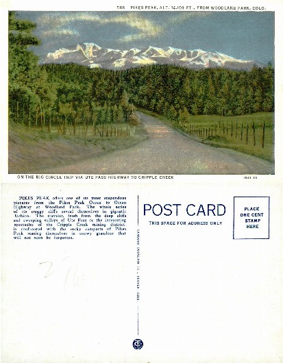 Pikes Peak Mountain from Woodland Park Road