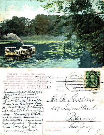 Steamboat on a Leaf-Covered Lake