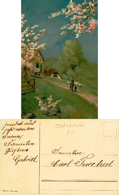 Rural Spring Landscape with Cottages