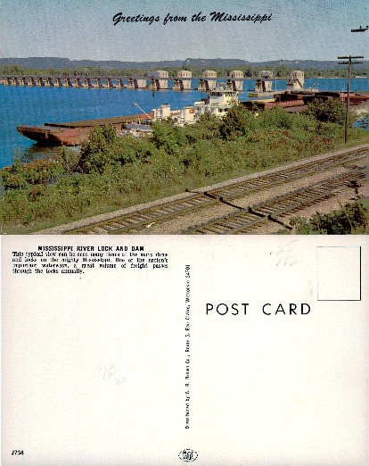Mississippi River Lock and Dam with Barge