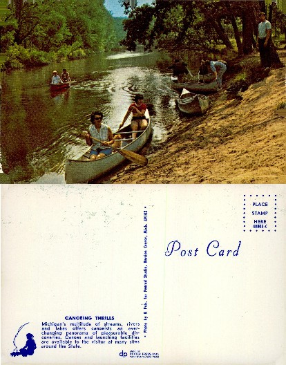 Canoeing on River in Natural Landscape