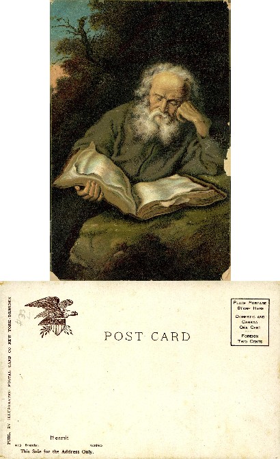 Hermit Contemplating with Open Book