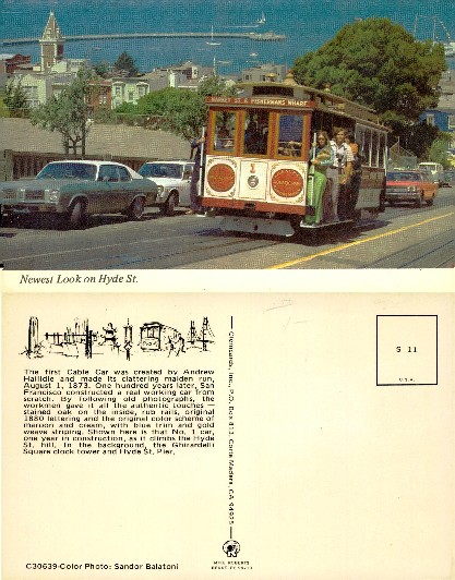 Cable Car on Hyde Street with Bay View