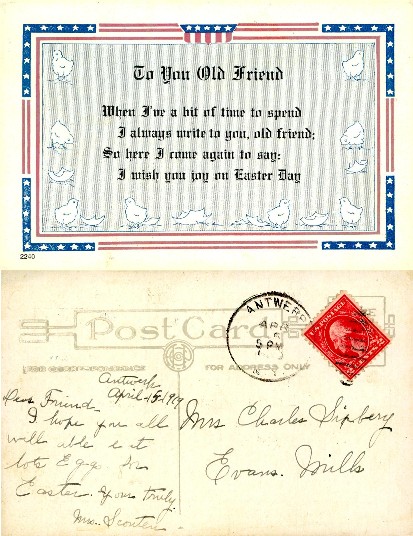 Easter Greeting with Chicks and Flag Border