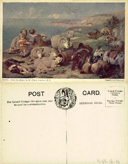 Pastoral Scene with Family, Sheep, and Goats