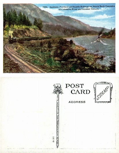 Train and Steamboat on Columbia River