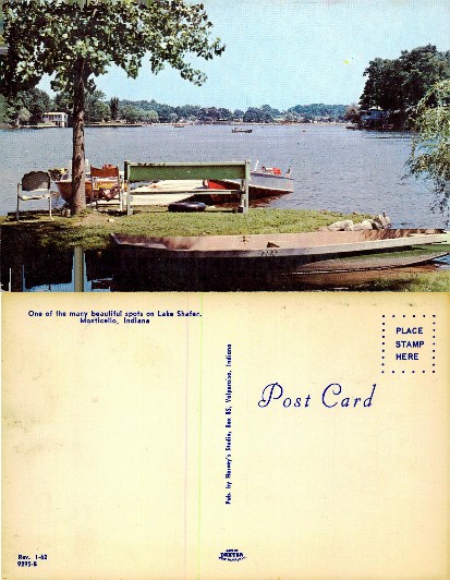 Lake Shafer shoreline with boats