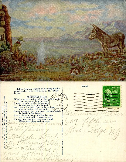 Cowboy and Donkey in Western Landscape