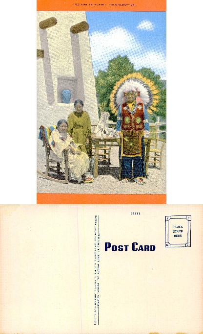 Native American Group with Adobe Building