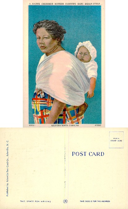 Cherokee Mother Carrying Baby Indian-Style