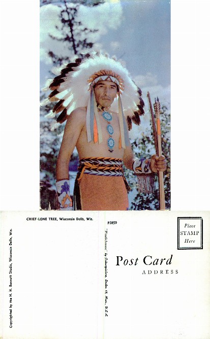Native American Chief in Headdress with Bow
