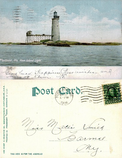 Ram Island Lighthouse on a Rocky Isle