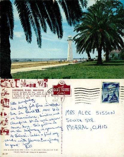 Biloxi Lighthouse with Palm Trees & Highway