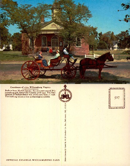 Colonial Courthouse with Horse-Drawn Carriage