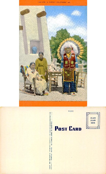 Native American Group with Adobe Building
