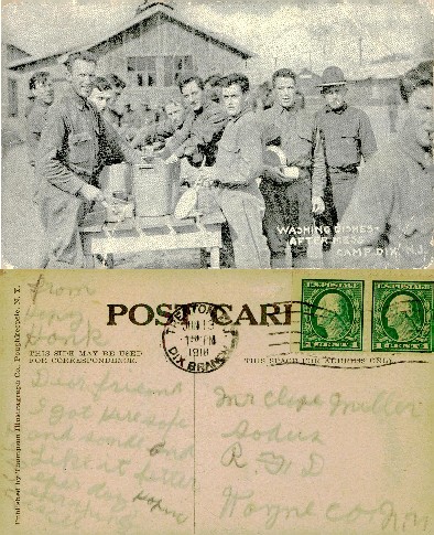 Soldiers Washing Dishes at Camp