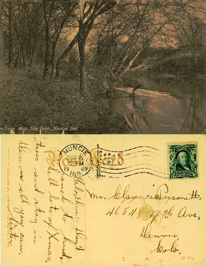 Park Scene with Stream and Bare Trees