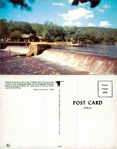 Recreational Area with Dam and Swimmers