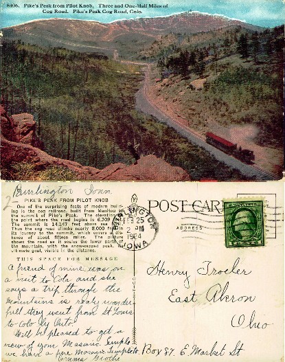 Pike's Peak and Cog Road from Pilot Knob