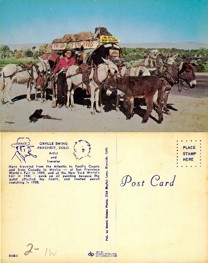 Traveler Orville with Burros and Cart
