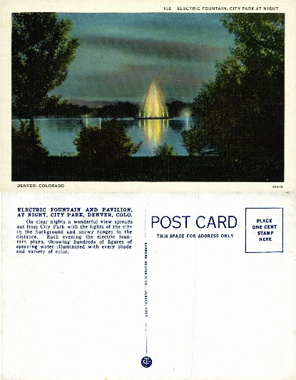 Electric Fountain, City Park at Night