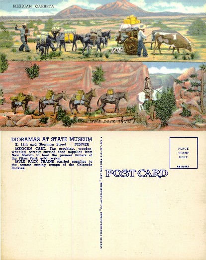 Dioramas of Mexican Carreta and Mule Train