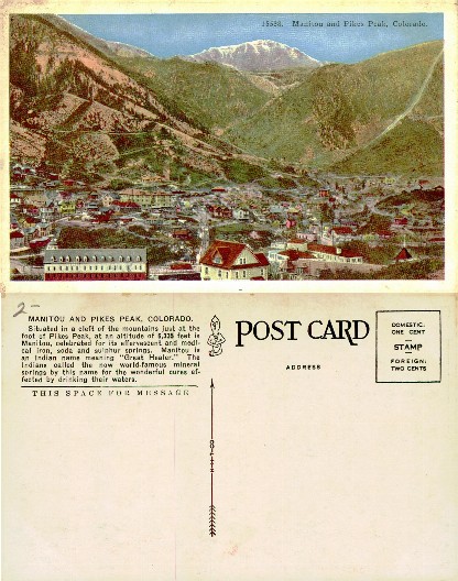 Mountain town and Pikes Peak view