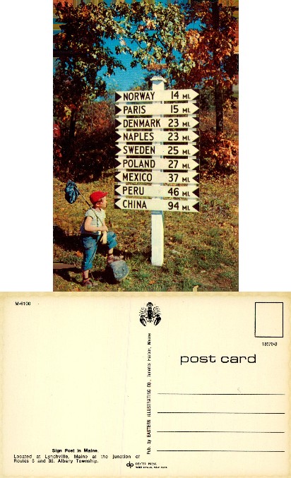 International Destination Signpost with Boy
