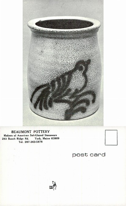 Salt-Glazed Stoneware Pot with Bird Design