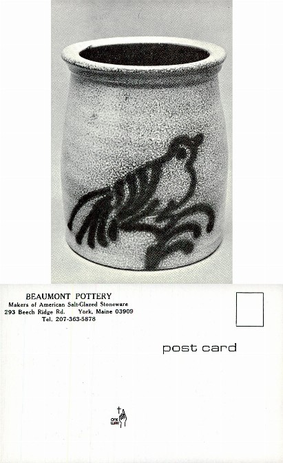 Salt-Glazed Stoneware Pot with Bird Design