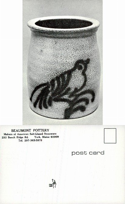 Salt-Glazed Stoneware Pot with Bird Design
