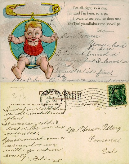 Illustrated Baby on Safety Pin