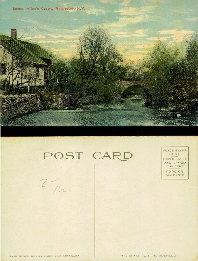 Creek with House and Stone Bridge