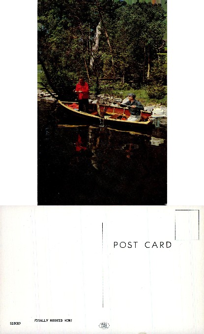 Two Men Fishing from Boat Landing a Fish