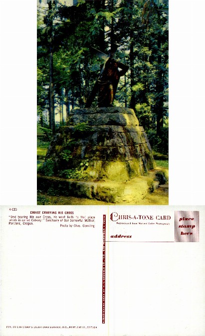 Christ Carrying His Cross Statue in Forest