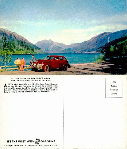 Lake Crescent with Vintage Car & People