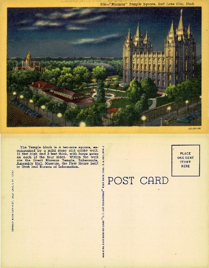 Mormon Temple Square Illuminated at Night