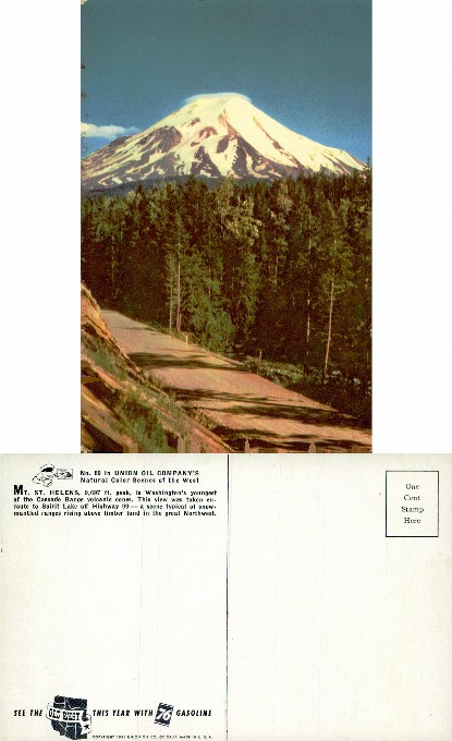 Snow-Capped Mount St. Helens and Road