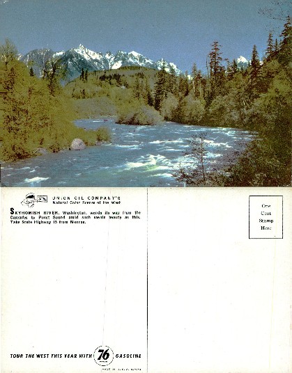 Skykomish River with Snowy Mountains