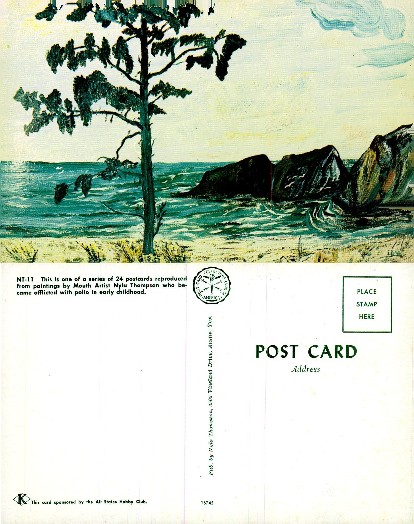 Coastal Scene Painting with Tree and Rocks