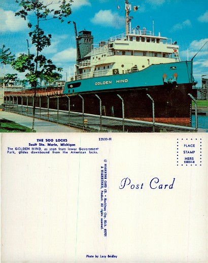Ship 'Golden Hind' in Soo Locks