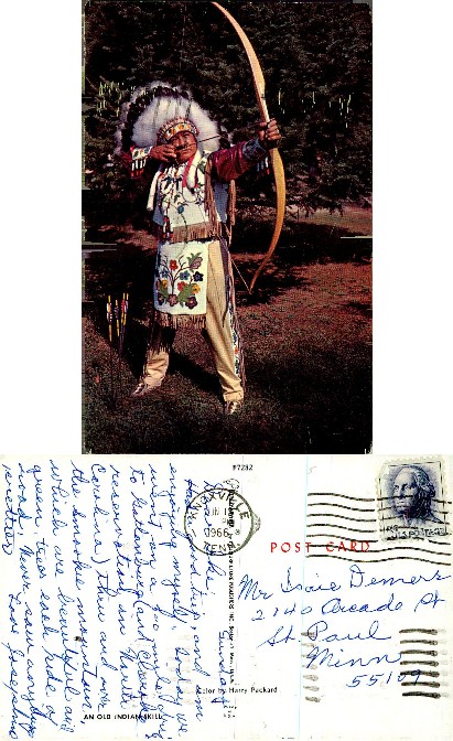 Man in Native American Regalia with Bow