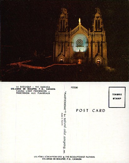 Basilica at Night with Candlelight Procession