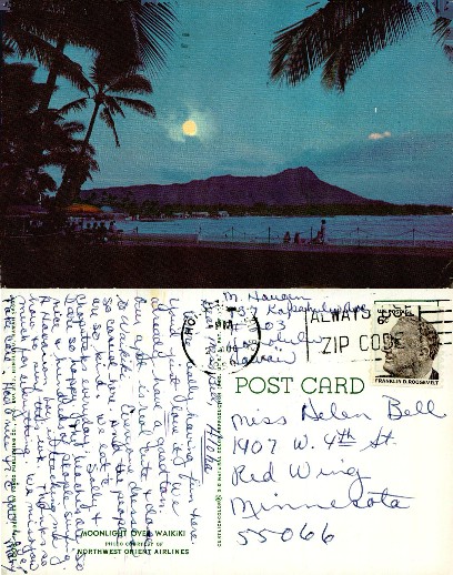 Moonlight over Waikiki Beach and Diamond Head