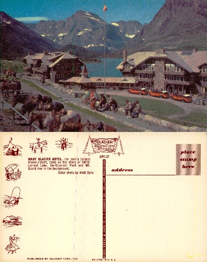 Many Glacier Hotel and Lake with Mountains